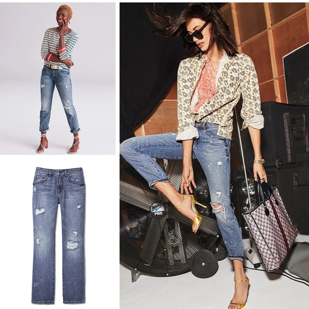 CAbi Blue Boyfriend Jeans Distressed Style
